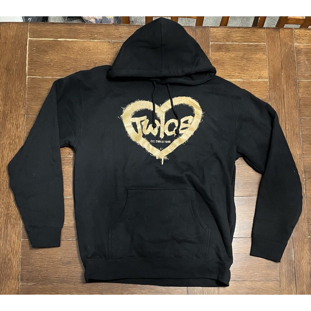 TWICE Hoodie Mens M Black 5th World Tour Ready To Be Kpop Pullover Graphic NWOT